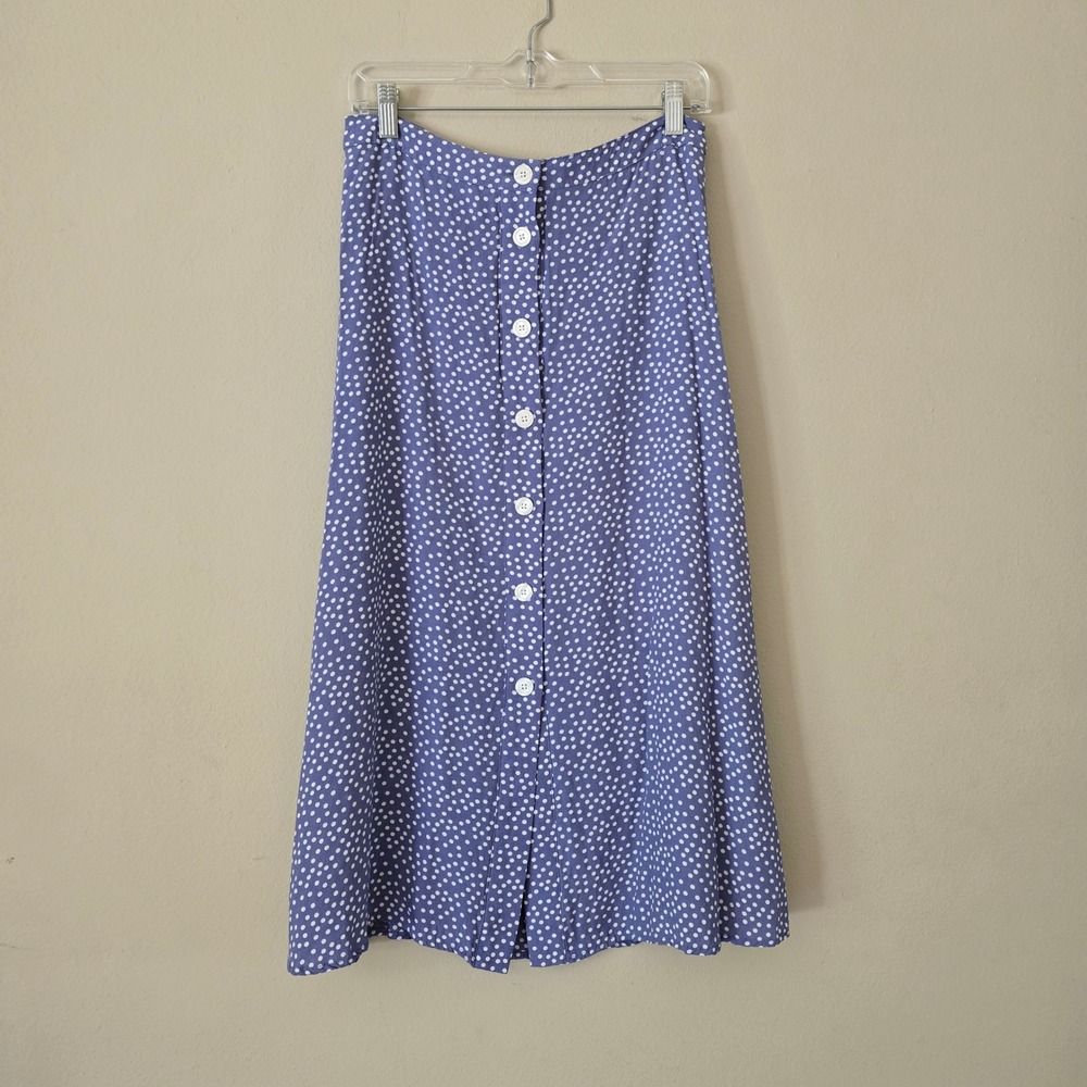 Gap Blue Polka Dot Button Front Midi A-Line Skirt Womens Size 6 - Picture 2 of 7